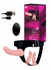 Женский страпон с 3 насадками и вибрацией - Erowoman-Eroman - купить с доставкой в Красноярске