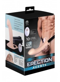 Телесный полый страпон с вибрацией Erection Agents - 24,1 см. - NMC - купить с доставкой в Красноярске