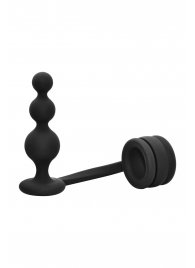Черное эрекционное кольцо с анальной елочкой Cockring With Beaded Anal Plug - Dream Toys - в Красноярске купить с доставкой