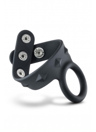 Черное эрекционное кольцо с подхватом мошонки на кнопках VS6 - Blush Novelties - в Красноярске купить с доставкой