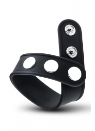 Черное эрекционное кольцо на кнопках - Blush Novelties - в Красноярске купить с доставкой