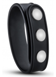 Черное эрекционное кольцо на кнопках - Blush Novelties - в Красноярске купить с доставкой