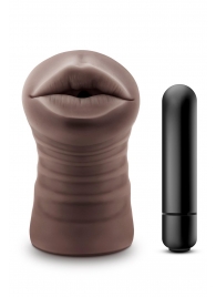 Коричневый мастурбатор-ротик Krystal Vibrating Masturbator - Blush Novelties - в Красноярске купить с доставкой