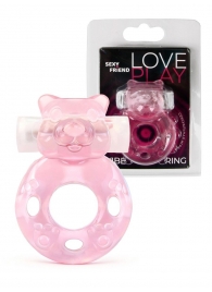Розовое эрекционное виброкольцо в форме мишки - 1137 - в Красноярске купить с доставкой
