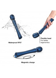 Синий вибромассажёр с насадками Man.wand Edgy - Manwan - в Красноярске купить с доставкой