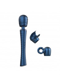 Синий вибромассажёр с насадками Man.wand Edgy - Manwan - в Красноярске купить с доставкой