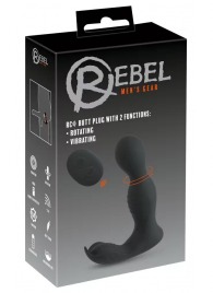 Черная анальная пробка с вибрацией, вращением и пультом ДУ RC Butt Plug with 2 Functions - Orion - в Красноярске купить с доставкой