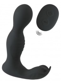 Черная анальная пробка с вибрацией, вращением и пультом ДУ RC Butt Plug with 2 Functions - Orion - в Красноярске купить с доставкой