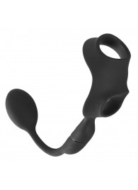 Черное виброкольцо с анальной пробкой Cock Ring with RC Butt Plug - Orion - в Красноярске купить с доставкой