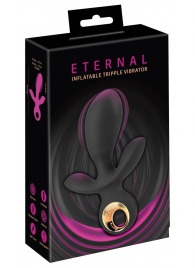 Черный вибратор с функцией расширения Inflatable Triple Vibrator - 18,9 см. - Orion