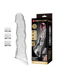 Прозрачный фаллоудлинитель с 3 вставками - 28 см. - Baile - в Красноярске купить с доставкой