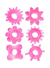 Набор из 6 розовых эрекционных колец с различным рельефом - Erowoman-Eroman - в Красноярске купить с доставкой