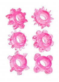 Набор из 6 розовых эрекционных колец с различным рельефом - Erowoman-Eroman - в Красноярске купить с доставкой