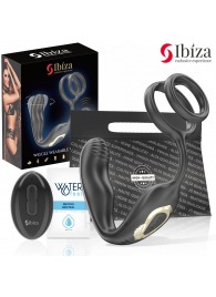 Черная анальная пробка с вращением и эрекционными кольцами - Ibiza - в Красноярске купить с доставкой