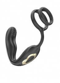 Черная анальная пробка с вращением и эрекционными кольцами - Ibiza - в Красноярске купить с доставкой