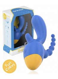 Синий мини-вибратор с анальным хвостом и управлением через приложение - 13 см. - Oninder