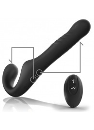 Черный безремневой страпон с вибрацией и возвратно-поступательными движениями - 24 см. - Ibiza - купить с доставкой в Красноярске