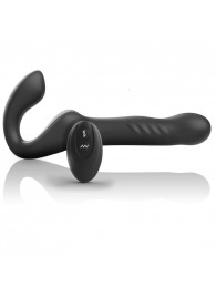 Черный безремневой страпон с вибрацией и возвратно-поступательными движениями - 24 см. - Ibiza - купить с доставкой в Красноярске