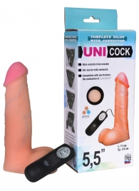Фаллическая насадка Харнесс UNICOCK 5,5  с вибрацией - 17 см. - LOVETOY (А-Полимер) - купить с доставкой в Красноярске