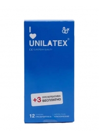 Классические презервативы Unilatex Natural Plain - 12 шт. + 3 шт. в подарок - Unilatex - купить с доставкой в Красноярске