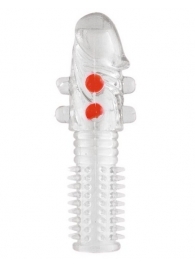 Гелевая прозрачная насадка с шариками и шипами - 14 см. - Toyfa Basic - в Красноярске купить с доставкой