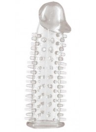 Прозрачная насадка на половой член с закрытой головкой и шипами - 12,5 см. - Toyfa Basic - в Красноярске купить с доставкой