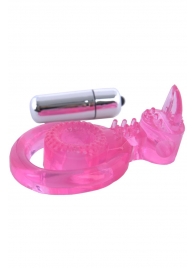 Розовая вибронасадка со стимулятор клитора   Язычок - Toyfa Basic - в Красноярске купить с доставкой