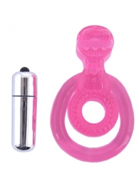 Розовая вибронасадка со стимулятор клитора   Язычок - Toyfa Basic - в Красноярске купить с доставкой