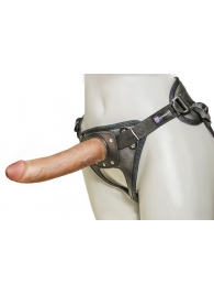 Насадка-фаллоимитатор на кожаных трусиках Harness Ultra Realistic 7  - 18 см. - LOVETOY (А-Полимер) - купить с доставкой в Красноярске