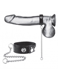 Утяжка на пенис с поводком Snap Cock Ring With 12  Leash - BlueLine - купить с доставкой в Красноярске