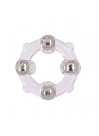 Эрекционное кольцо с 4 бусинами MENZSTUFF STUD RING CLEAR - Dream Toys - в Красноярске купить с доставкой