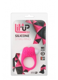 Розовое эрекционное кольцо с щеточкой LIT-UP SILICONE STIMU RING 5 - Dream Toys - в Красноярске купить с доставкой