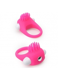 Розовое эрекционное кольцо с щеточкой LIT-UP SILICONE STIMU RING 5 - Dream Toys - в Красноярске купить с доставкой