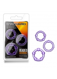 Набор из 3 фиолетовых эрекционных колец Stay Hard Beaded Cockrings - Blush Novelties - в Красноярске купить с доставкой