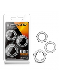 Набор из 3 прозрачных эрекционных колец Stay Hard Beaded Cockrings - Blush Novelties - в Красноярске купить с доставкой