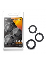 Набор из 3 чёрных эрекционных колец Stay Hard Beaded Cockrings - Blush Novelties - в Красноярске купить с доставкой