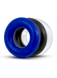 Набор из 3 разноцветных колец Stay Hard Donut Rings - Blush Novelties - в Красноярске купить с доставкой
