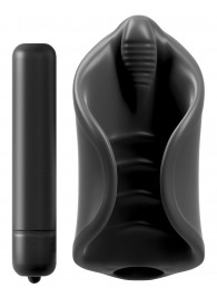 Чёрный мастурбатор Vibrating Silicone Stimulator с вибрацией - Pipedream - в Красноярске купить с доставкой