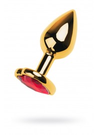 Золотистая анальная пробка с кристаллом-сердцем - 7,5 см. - ToyFa - купить с доставкой в Красноярске