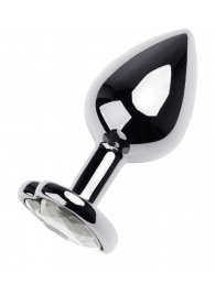 Серебристая анальная пробка с прозрачным кристаллом-сердцем - 8 см. - ToyFa - купить с доставкой в Красноярске