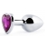 Серебристая анальная пробка с фиолетовым кристаллом-сердечком - 8 см. - Anal Jewelry Plug - купить с доставкой в Красноярске