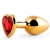 Золотистая анальная пробка с красным стразом-сердечком - 8 см. - Anal Jewelry Plug - купить с доставкой в Красноярске