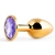 Золотистая анальная пробка с фиолетовым стразом - 7,2 см. - Anal Jewelry Plug - купить с доставкой в Красноярске