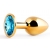 Золотистая анальная пробка с голубым стразом - 7,2 см. - Anal Jewelry Plug - купить с доставкой в Красноярске