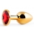 Золотистая анальная пробка с красным стразом - 7,2 см. - Anal Jewelry Plug - купить с доставкой в Красноярске