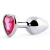 Серебристая анальная пробка с розовым кристаллом-сердечком - 7 см. - Anal Jewelry Plug - купить с доставкой в Красноярске