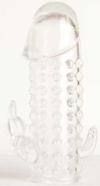 Гелевая прозрачная насадка с 2 отростками - 13 см. - Toyfa Basic - в Красноярске купить с доставкой