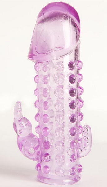 Закрытая фиолетовая насадка с 2 отростками - 13 см. - Toyfa Basic - в Красноярске купить с доставкой