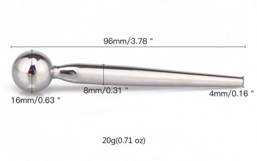 Гладкий металлический уретральный плаг с шариком - 9,6 см. - Notabu - купить с доставкой в Красноярске