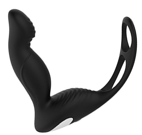 Черный вибромассажер простаты P-PLEASER W ERECTION ENHANCE - Dream Toys - в Красноярске купить с доставкой